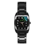 Green Black Widescreen Stainless Steel Barrel Watch Front