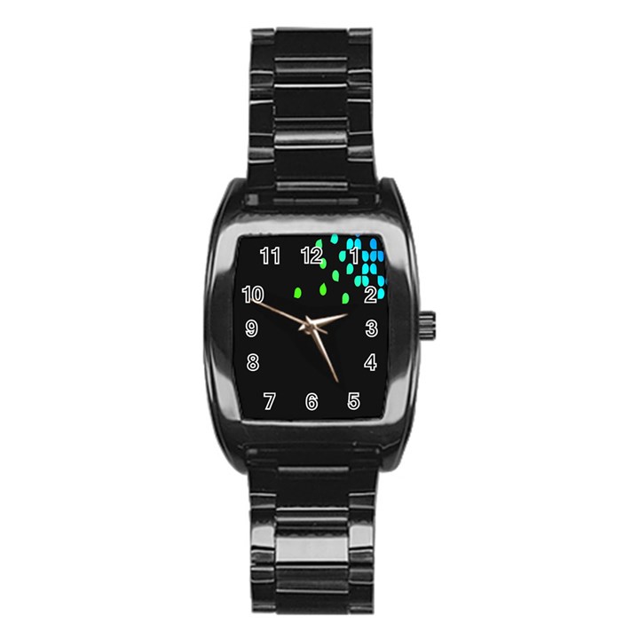 Green Black Widescreen Stainless Steel Barrel Watch