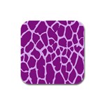 Giraffe Skin Purple Polka Rubber Square Coaster (4 pack)  Front