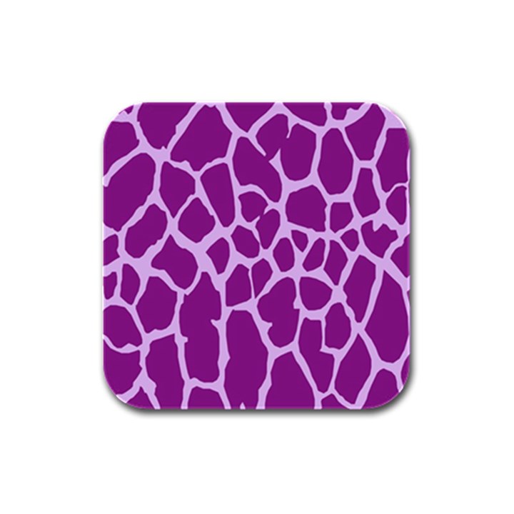 Giraffe Skin Purple Polka Rubber Square Coaster (4 pack) 