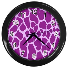 Giraffe Skin Purple Polka Wall Clocks (black) by Mariart