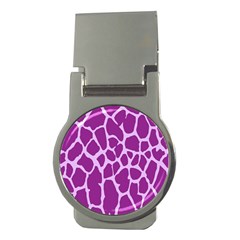 Giraffe Skin Purple Polka Money Clips (round) 