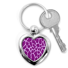 Giraffe Skin Purple Polka Key Chains (heart) 