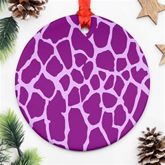 Giraffe Skin Purple Polka Round Ornament (two Sides) by Mariart