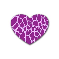 Giraffe Skin Purple Polka Heart Coaster (4 Pack)  by Mariart