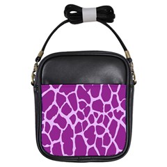 Giraffe Skin Purple Polka Girls Sling Bags