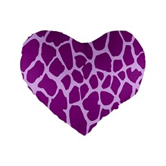 Giraffe Skin Purple Polka Standard 16  Premium Heart Shape Cushions