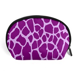 Giraffe Skin Purple Polka Accessory Pouches (large)  by Mariart