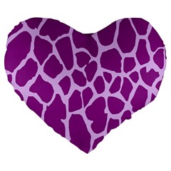 Giraffe Skin Purple Polka Large 19  Premium Flano Heart Shape Cushions