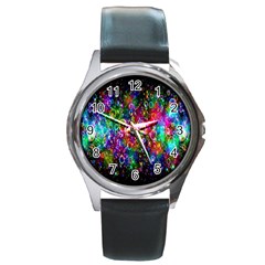 Colorful Bubble Shining Soap Rainbow Round Metal Watch by Mariart