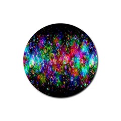 Colorful Bubble Shining Soap Rainbow Rubber Round Coaster (4 Pack) 