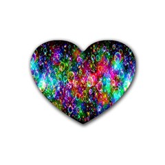 Colorful Bubble Shining Soap Rainbow Heart Coaster (4 Pack)  by Mariart