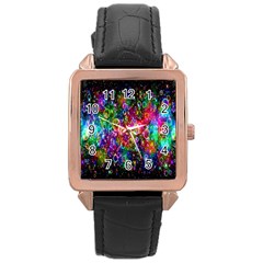 Colorful Bubble Shining Soap Rainbow Rose Gold Leather Watch  by Mariart