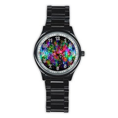 Colorful Bubble Shining Soap Rainbow Stainless Steel Round Watch by Mariart