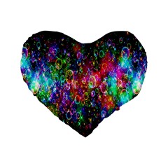 Colorful Bubble Shining Soap Rainbow Standard 16  Premium Flano Heart Shape Cushions by Mariart