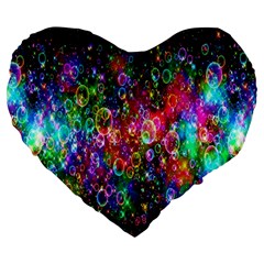 Colorful Bubble Shining Soap Rainbow Large 19  Premium Flano Heart Shape Cushions by Mariart