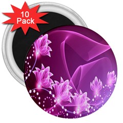 Lotus Sunflower Sakura Flower Floral Pink Purple Polka Leaf Polkadot Waves Wave Chevron 3  Magnets (10 Pack)  by Mariart