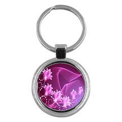 Lotus Sunflower Sakura Flower Floral Pink Purple Polka Leaf Polkadot Waves Wave Chevron Key Chains (round)  by Mariart