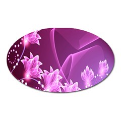 Lotus Sunflower Sakura Flower Floral Pink Purple Polka Leaf Polkadot Waves Wave Chevron Oval Magnet by Mariart