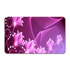 Lotus Sunflower Sakura Flower Floral Pink Purple Polka Leaf Polkadot Waves Wave Chevron Magnet (rectangular) by Mariart