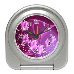 Lotus Sunflower Sakura Flower Floral Pink Purple Polka Leaf Polkadot Waves Wave Chevron Travel Alarm Clocks by Mariart