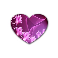 Lotus Sunflower Sakura Flower Floral Pink Purple Polka Leaf Polkadot Waves Wave Chevron Rubber Coaster (heart) 