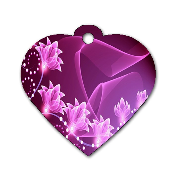 Lotus Sunflower Sakura Flower Floral Pink Purple Polka Leaf Polkadot Waves Wave Chevron Dog Tag Heart (One Side)