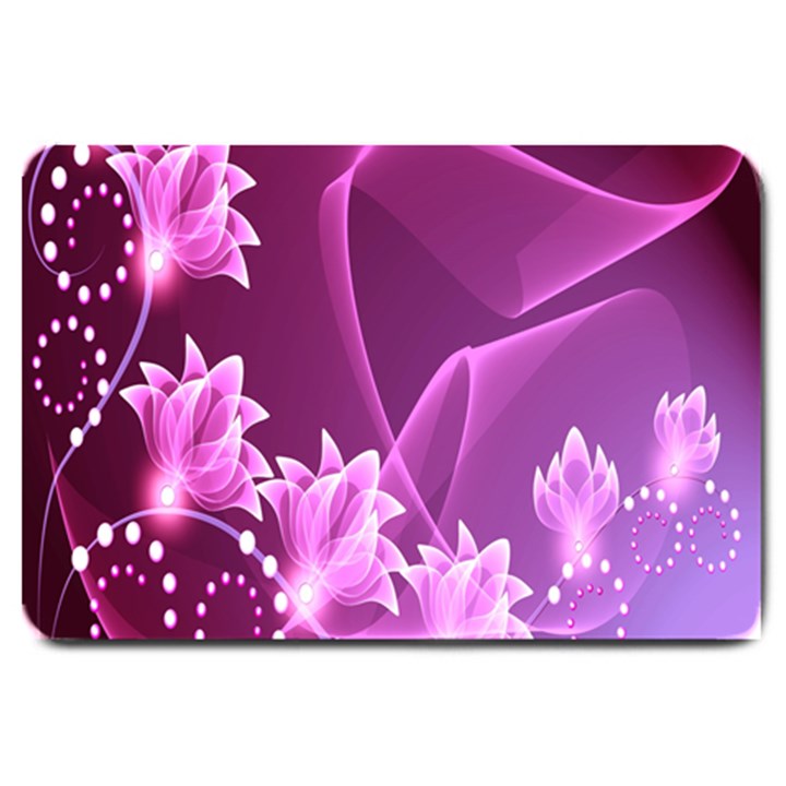 Lotus Sunflower Sakura Flower Floral Pink Purple Polka Leaf Polkadot Waves Wave Chevron Large Doormat 