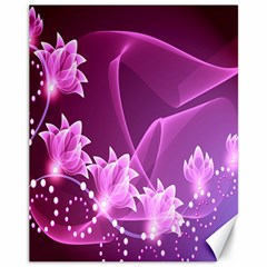 Lotus Sunflower Sakura Flower Floral Pink Purple Polka Leaf Polkadot Waves Wave Chevron Canvas 11  X 14   by Mariart