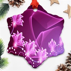 Lotus Sunflower Sakura Flower Floral Pink Purple Polka Leaf Polkadot Waves Wave Chevron Snowflake Ornament (two Sides) by Mariart