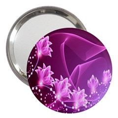 Lotus Sunflower Sakura Flower Floral Pink Purple Polka Leaf Polkadot Waves Wave Chevron 3  Handbag Mirrors by Mariart