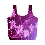 Lotus Sunflower Sakura Flower Floral Pink Purple Polka Leaf Polkadot Waves Wave Chevron Full Print Recycle Bags (M)  Front