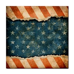 Grunge Ripped Paper Usa Flag Tile Coasters