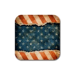 Grunge Ripped Paper Usa Flag Rubber Square Coaster (4 Pack)  by Mariart