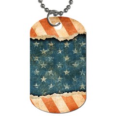 Grunge Ripped Paper Usa Flag Dog Tag (two Sides)