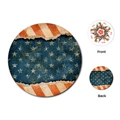 Grunge Ripped Paper Usa Flag Playing Cards (round)  by Mariart