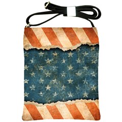 Grunge Ripped Paper Usa Flag Shoulder Sling Bags by Mariart