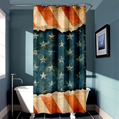 Grunge Ripped Paper Usa Flag Shower Curtain 36  X 72  (stall)  by Mariart