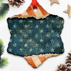 Grunge Ripped Paper Usa Flag Snowflake Ornament (two Sides) by Mariart