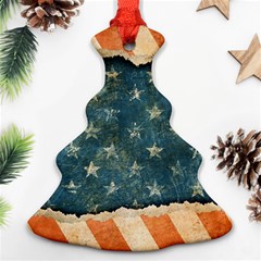 Grunge Ripped Paper Usa Flag Christmas Tree Ornament (two Sides)