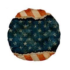 Grunge Ripped Paper Usa Flag Standard 15  Premium Round Cushions