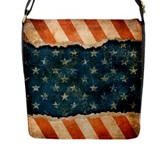 Grunge Ripped Paper Usa Flag Flap Messenger Bag (l)  by Mariart