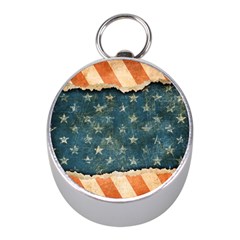 Grunge Ripped Paper Usa Flag Mini Silver Compasses by Mariart