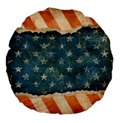 Grunge Ripped Paper Usa Flag Large 18  Premium Flano Round Cushions