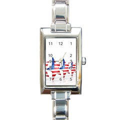 Multiple Us Flag Stars Line Slide Rectangle Italian Charm Watch