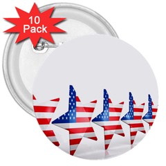 Multiple Us Flag Stars Line Slide 3  Buttons (10 Pack)  by Mariart