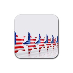 Multiple Us Flag Stars Line Slide Rubber Coaster (square)  by Mariart