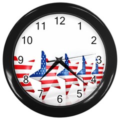 Multiple Us Flag Stars Line Slide Wall Clocks (black) by Mariart