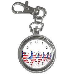 Multiple Us Flag Stars Line Slide Key Chain Watches by Mariart