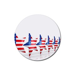 Multiple Us Flag Stars Line Slide Rubber Coaster (round)  by Mariart